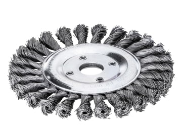 Knot Wheel Brush 125 x 14mm 22.2mm Bore, 0.50 Steel Wire                        