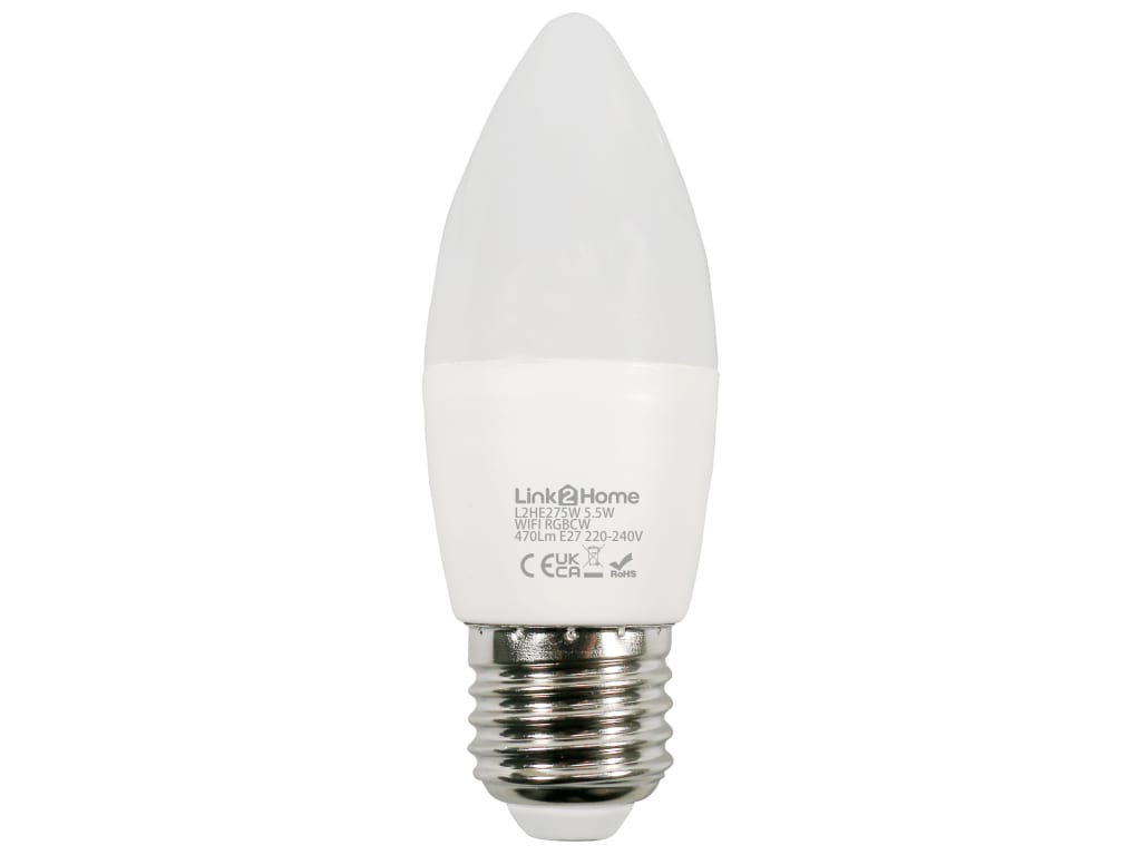 Wi-Fi LED ES (E27) Opal Candle Dimmable Bulb, White + RGB 470 lm 5.5W           