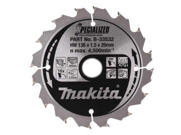 B-33532 Specialized for Cordless Saws Blade 136 x 20mm x 16T                    