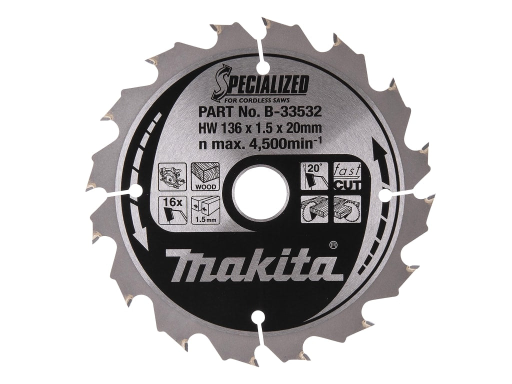 B-33532 Specialized for Cordless Saws Blade 136 x 20mm x 16T                    
