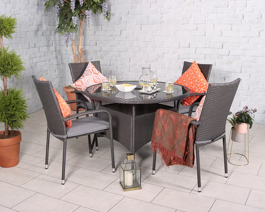 Malaga 4 Seater Stacking Dining Set, MorgansOsw