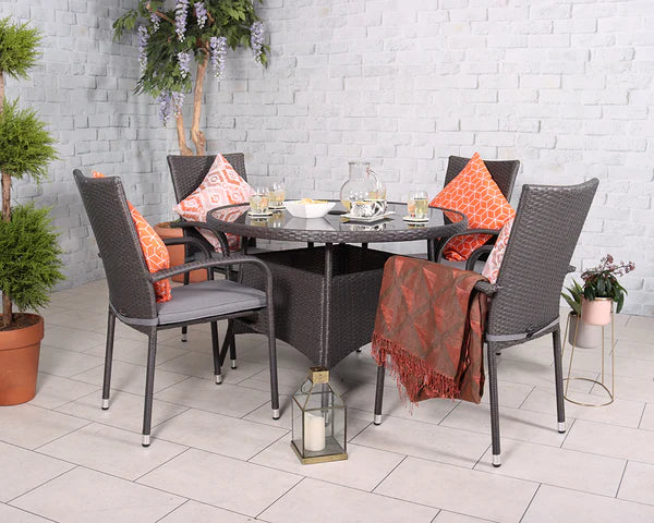 Malaga 4 Seater Stacking Dining Set, MorgansOsw