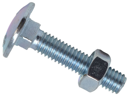 Cup Square Hex Bolt & Nut ZP M6 x 30mm Box 50                                   