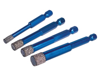 XCEL Grade Wax Filled (Hex Fit) Tile Drill Bit Set, 4 Piece                     