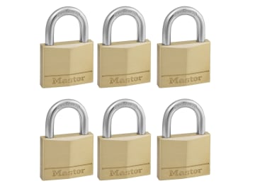Solid Brass 40mm Padlock 4-Pin - Keyed Alike x 6                                