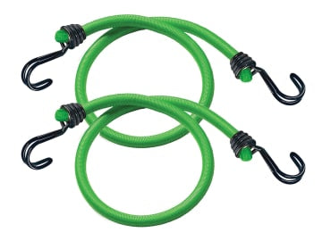 Twin Wire Bungee Cord 80cm Green 2 Piece                                        