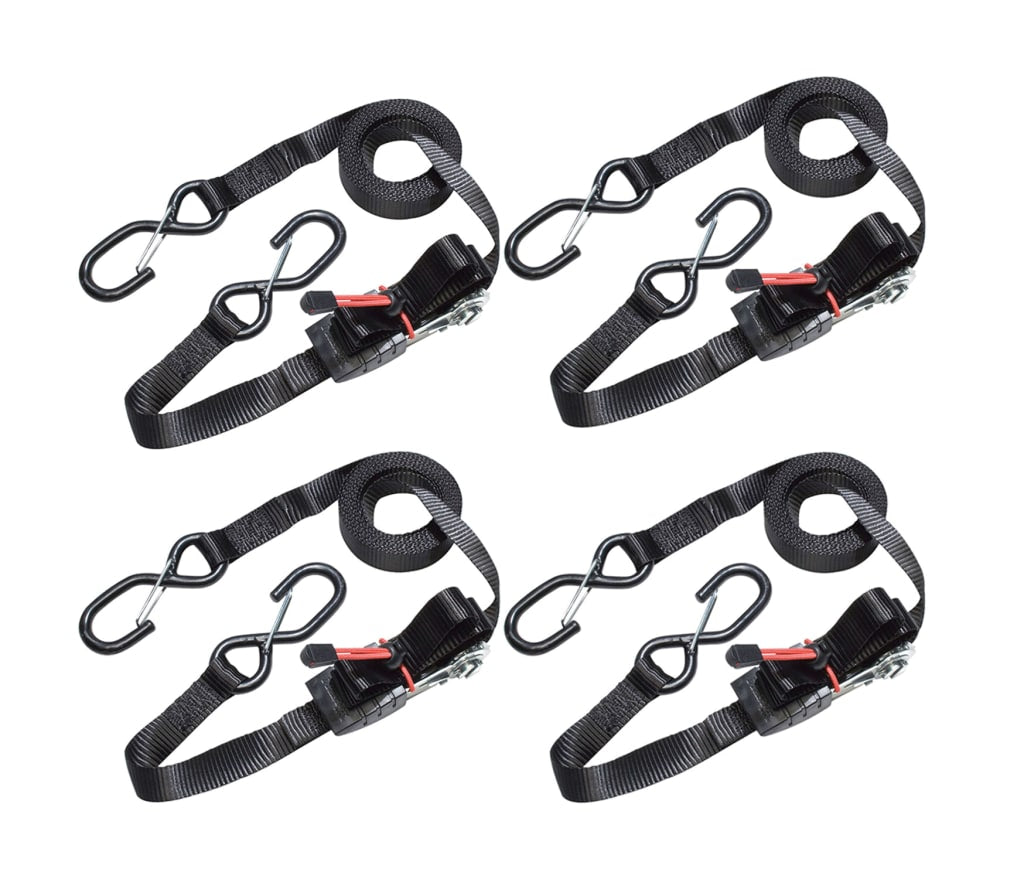 Ratchet Tie-Down S-Hooks 4.25m 4 Piece                                          