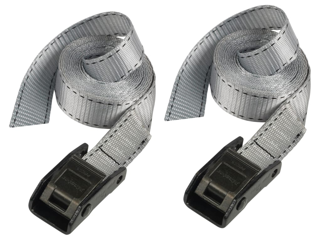 Lashing Strap with Metal Buckle, Grey 2.5m 150kg (Pack 2)                       