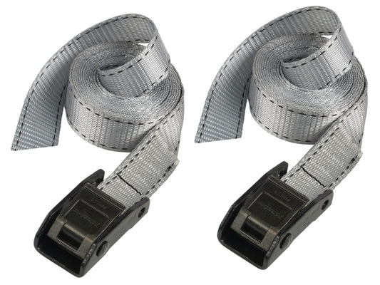 Lashing Strap with Metal Buckle, Grey 2.5m 150kg (Pack 2)                       
