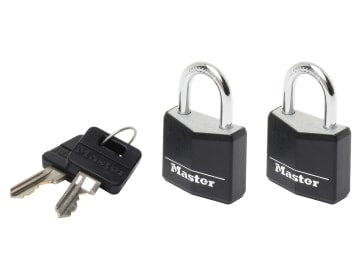 Aluminium Black Vinyl Cover 20mm Padlock 3-Pin - Keyed Alike x 2                