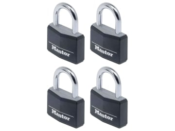 Aluminium Black Vinyl Cover 40mm Padlock 4-Pin - Keyed Alike x 4                
