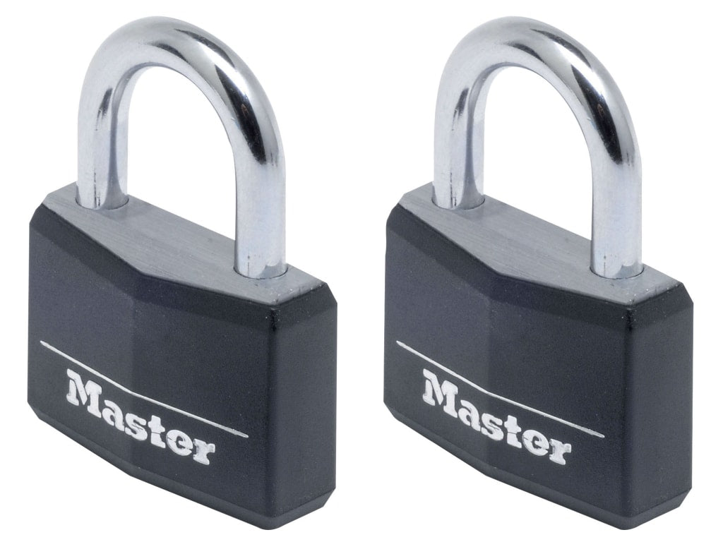 Aluminium Black Vinyl Cover 40mm Padlock 4-Pin - Keyed Alike x 2                