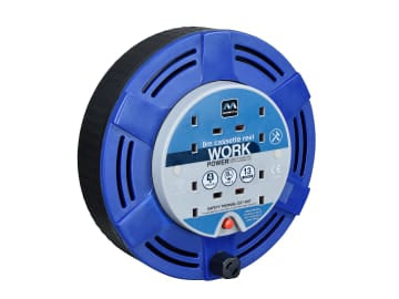 Cassette Cable Reel 240V 13A 4-Socket Thermal Cut-Out Blue 8m                   