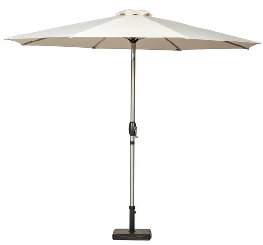 Ivory 3m Crank and Tilt Parasol - Brushed Aluminium Pole, MorgansOsw