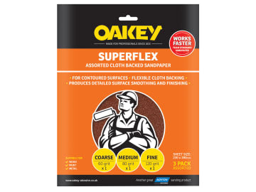Superflex Cloth Backed Aluminium Oxide Sheets 230 x 280mm Assorted (3)          