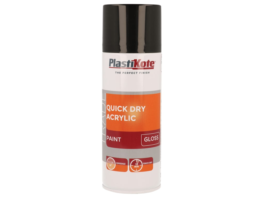 Trade Quick Dry Acrylic Spray Paint Gloss Black 400ml                           
