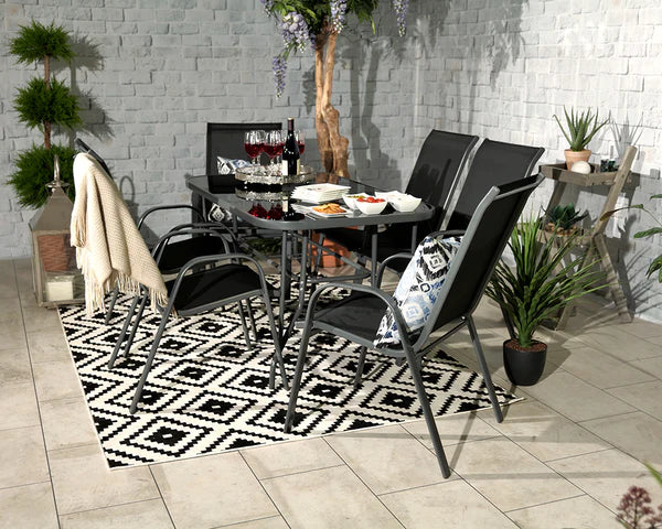 Rio 6 Seater Stacking Dining Set (Includes Parasol), MorgansOsw