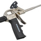 Foam cannon with black handle and silver nozzle on a white background