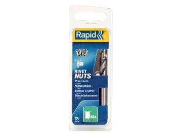Steel Rivet Nuts M4 (Pack 20 + Free Drill Bit)                                  