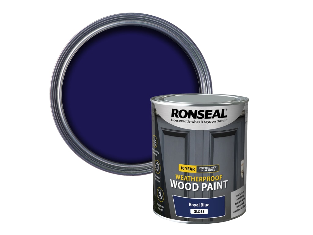 10 Year Weatherproof Wood Paint Royal Blue Gloss 750ml                          