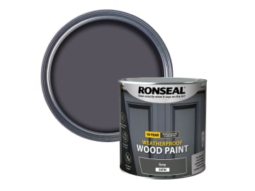 10 Year Weatherproof Wood Paint Grey Satin 2.5 litre                            