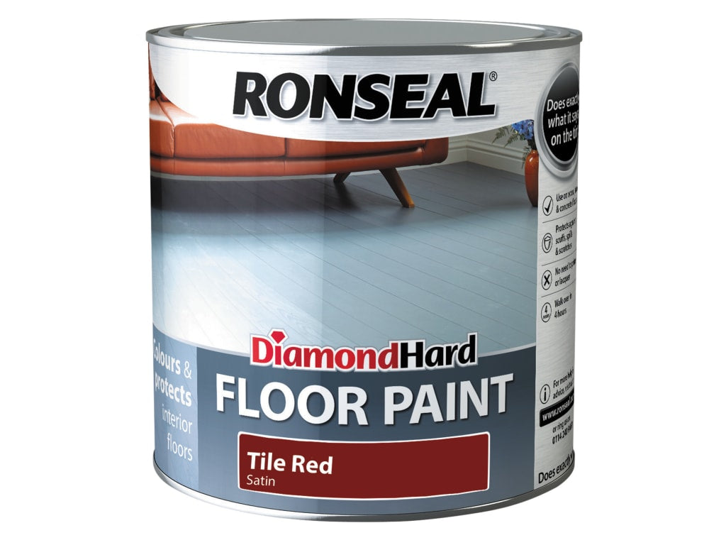 Diamond Hard Floor Paint Satin Tile Red 2.5 litre                               
