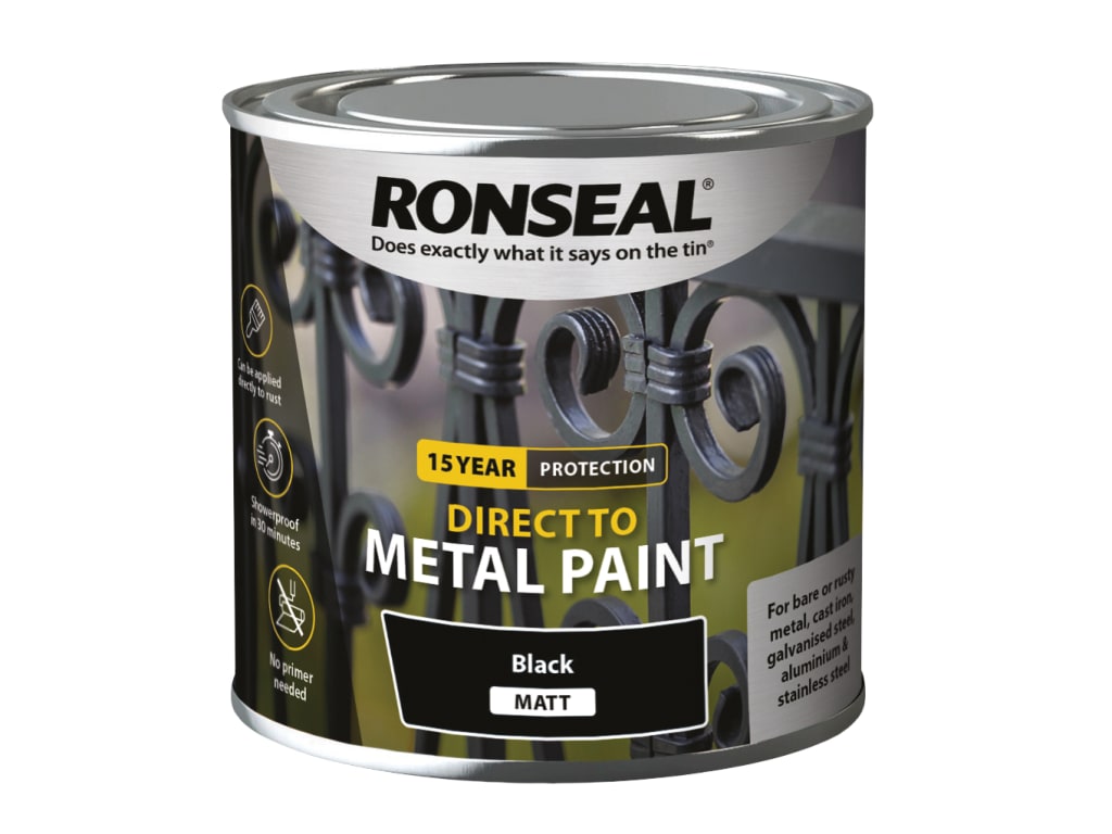 Direct to Metal Paint Black Matt 250ml                                          