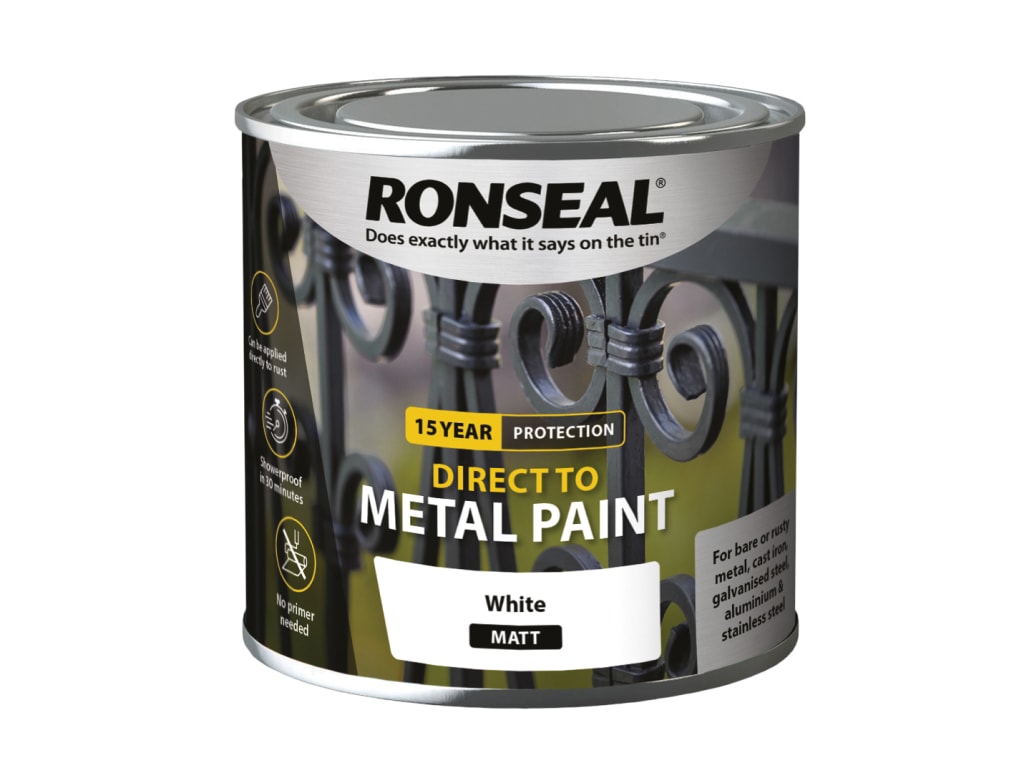 Direct to Metal Paint White Matt 250ml                                          