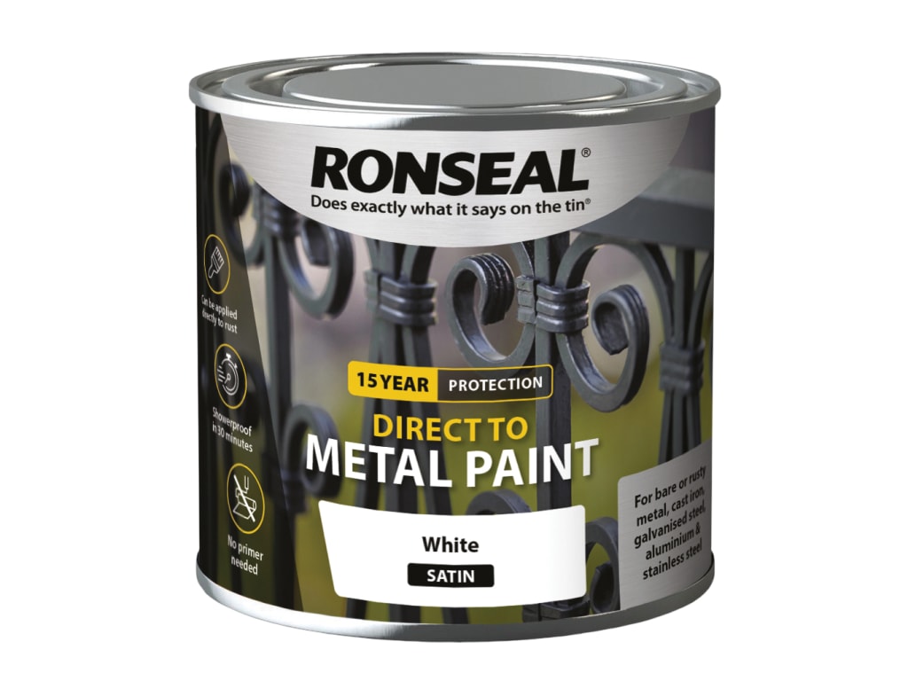 Direct to Metal Paint White Satin 250ml                                         