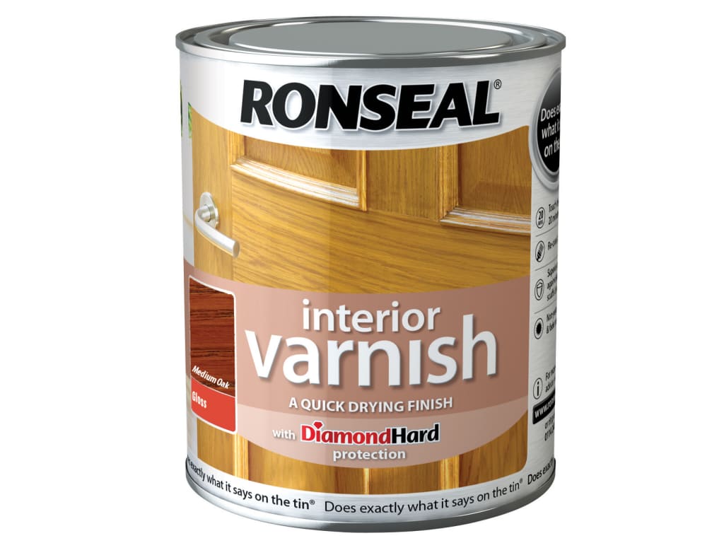 Interior Varnish Quick Dry Gloss Medium Oak 250ml                               