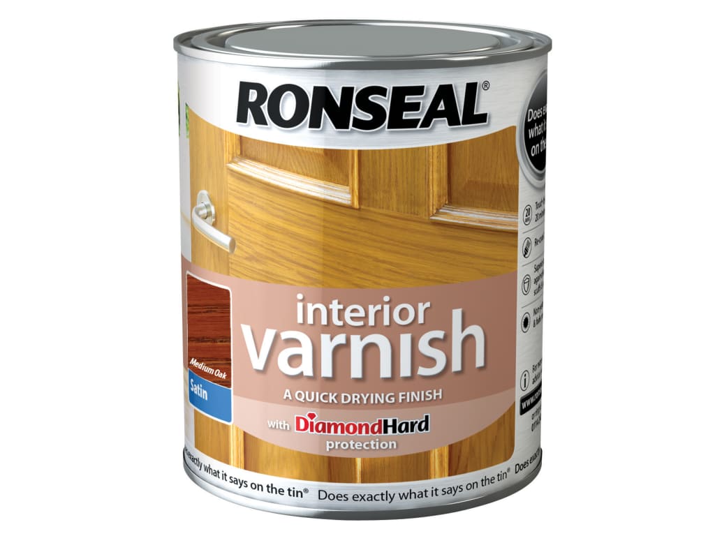 Interior Varnish Quick Dry Satin Medium Oak 750ml                               