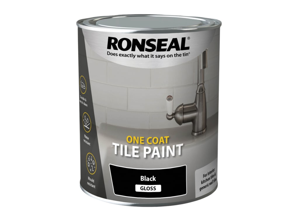 One Coat Tile Paint Black Gloss 750ml                                           