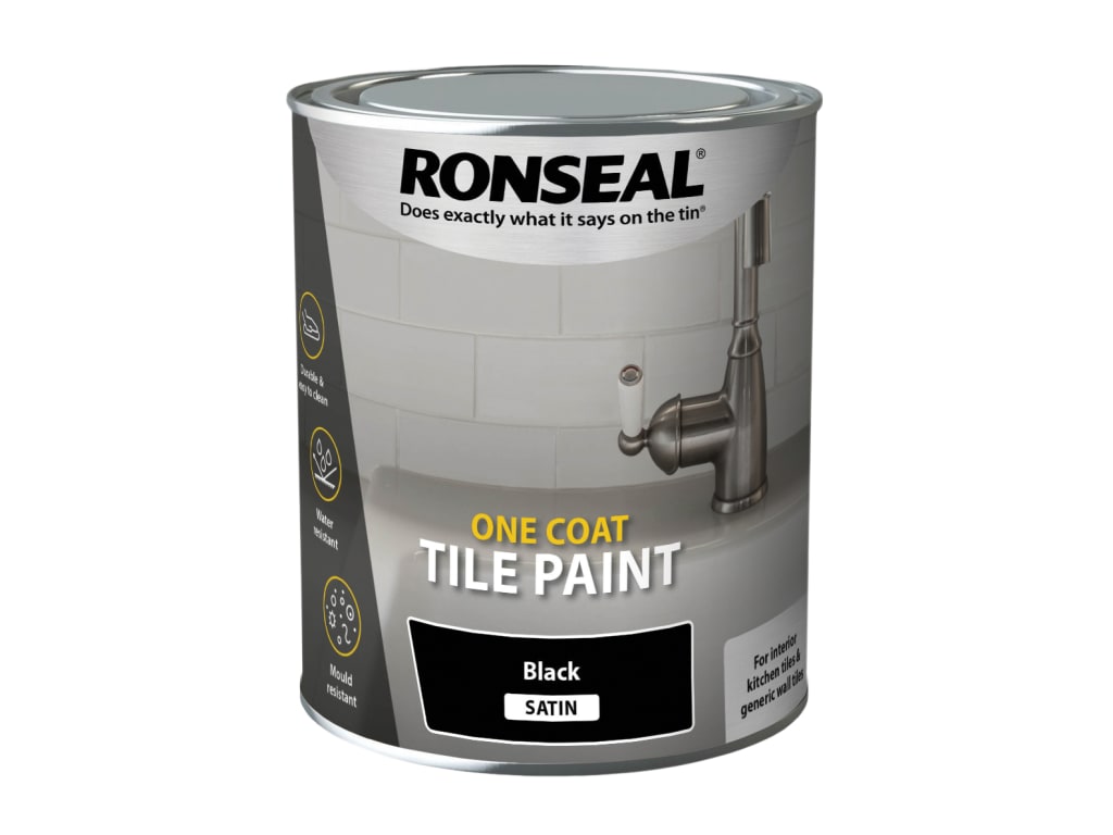 One Coat Tile Paint Black Satin 750ml                                           