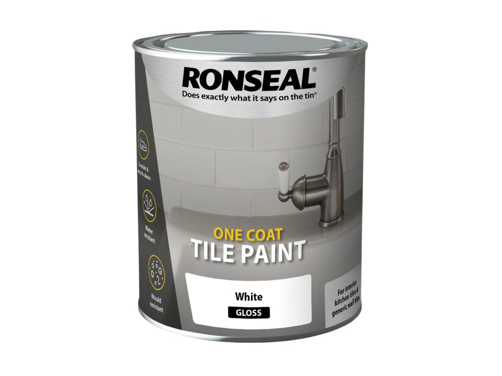 One Coat Tile Paint White Gloss 750ml                                           