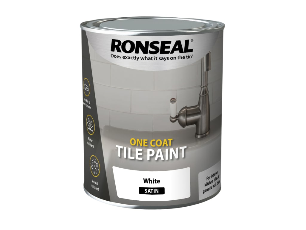 One Coat Tile Paint White Satin 750ml                                           