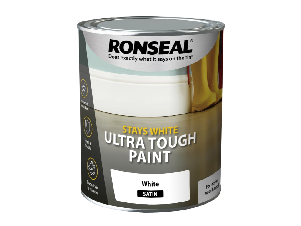 Stays White Ultra Tough Paint Satin White 750ml                                 