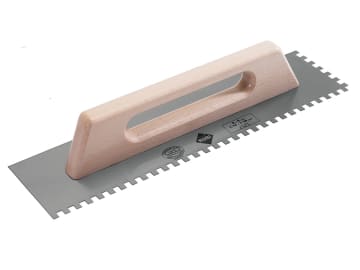 Notched Steel Trowel Wooden Handle 19in                                         