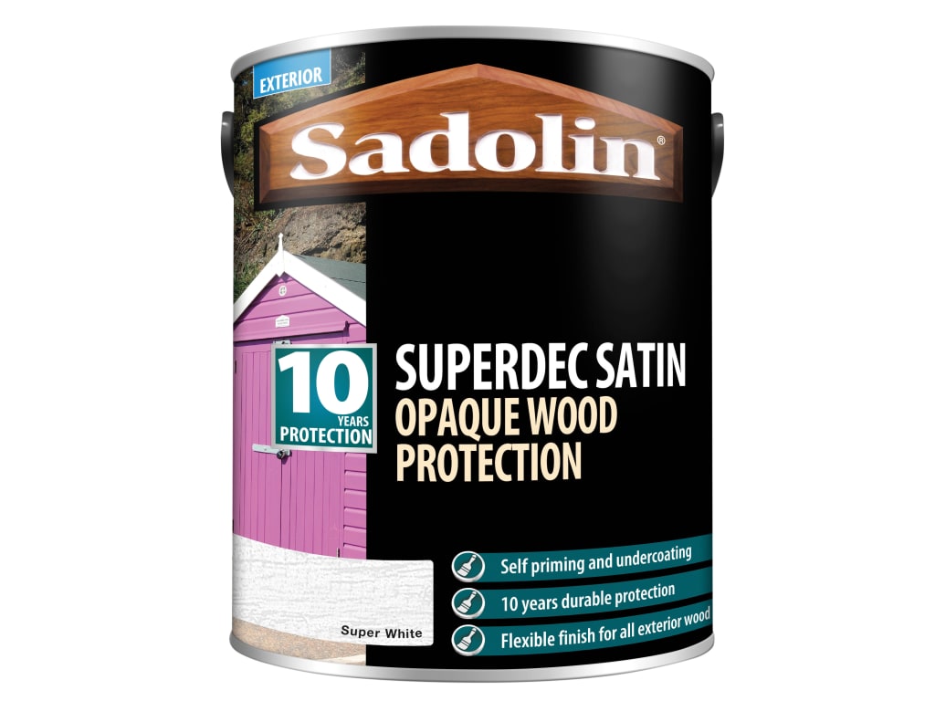 Superdec Opaque Wood Protection Super White Satin 5 litre                       