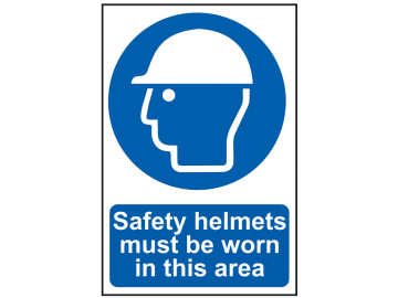 Safety Helmets Must Be Worn in This Area - PVC Sign 200 x 300mm                 