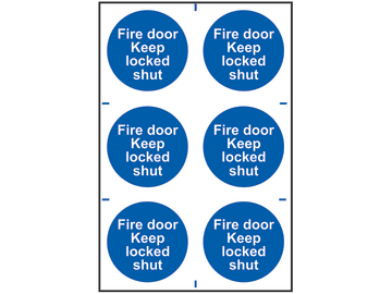 Fire Door Keep Locked Shut - 6 PVC Signs 100 x 100mm                            