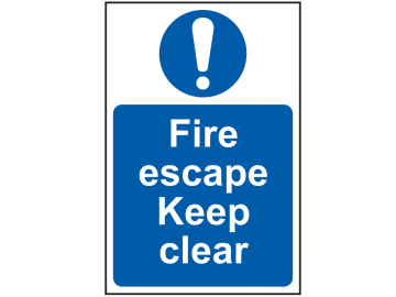 Fire Escape Keep Clear - PVC Sign 200 x 300mm                                   