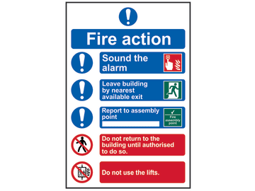 Fire Action Procedure, Style 2 - PVC Sign 200 x 300mm                           