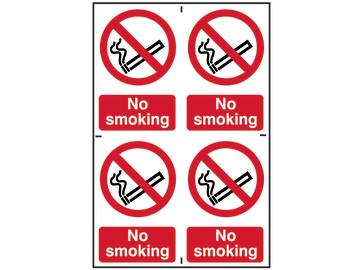 No Smoking - 4 PVC Signs 100 x 150mm                                            