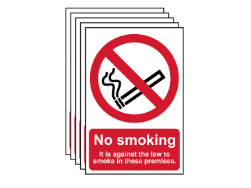 No Smoking In These Premises - PVC Sign 200 x 300mm (5 Pack)                    