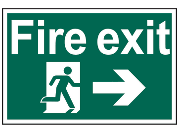 Fire Exit Running Man Arrow Right - PVC Sign 300 x 200mm                        
