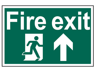 Fire Exit Running Man Arrow Up - PVC Sign 300 x 200mm                           