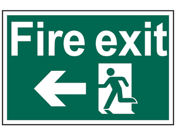 Fire Exit Running Man Arrow Left - PVC Sign 300 x 200mm                         