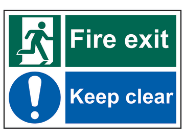 Fire Exit Keep Clear - PVC Sign 300 x 200mm                                     