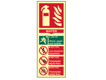 Fire Extinguisher Composite Water - Photoluminescent 75 x 200mm                 