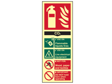 Fire Extinguisher Composite CO2 - Photoluminescent 75 x 200mm                   
